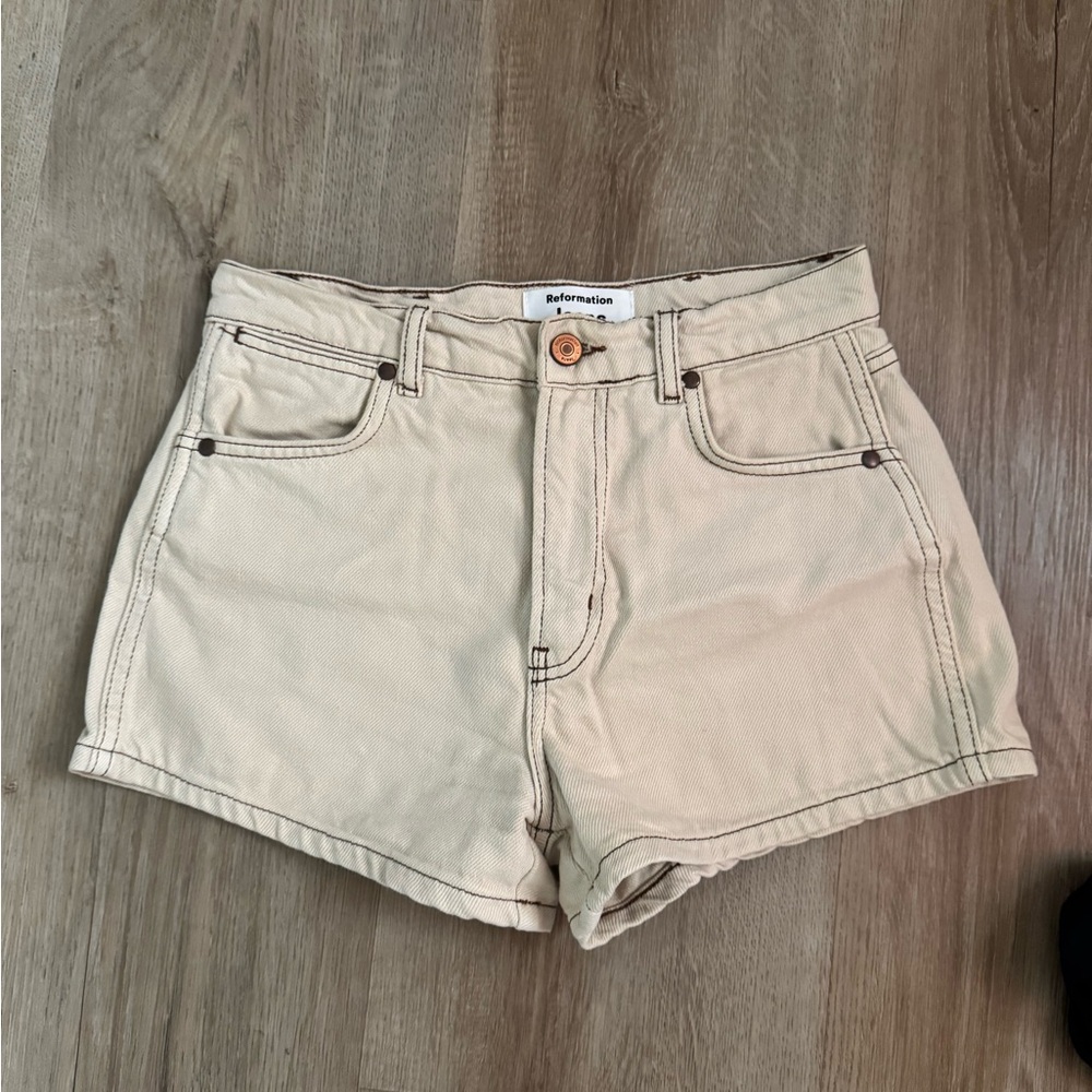 Reformation Tan High Waist Shorts
